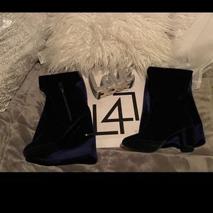 Knee high Velvet Blue Boots